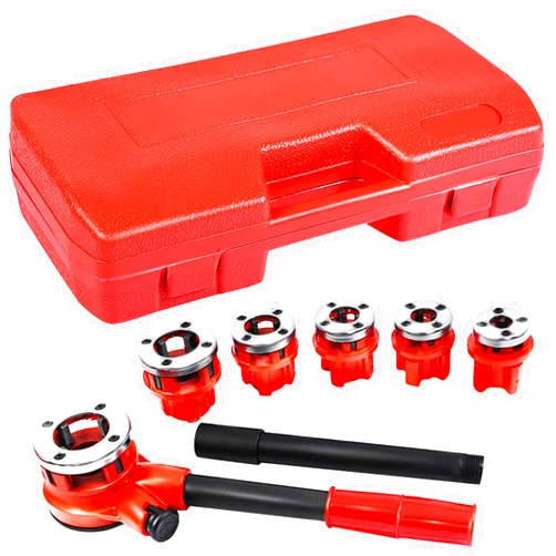 Goplus Ratchet Pipe Threader Kit, Ratcheting Pipe Threading Tool Set w/ 6 Dies- 1/4
