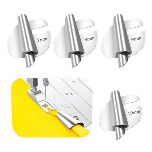 TIGARI Rolled Hem Presser Foot, Sewing Rolled Hemmer Foot, 7/8/9/10mm Size Rolled Hem Pressure Foot Sewing Machine Feet Hemming Machine Hand Sewing Machine Sewing Accessories
