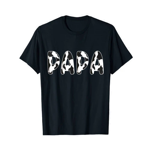 Cow Pattern Print Family Matching Birthday Shirts Cow Papa Birthday Family Matching Fathers Day Boy Girl Farm T-Shirt
