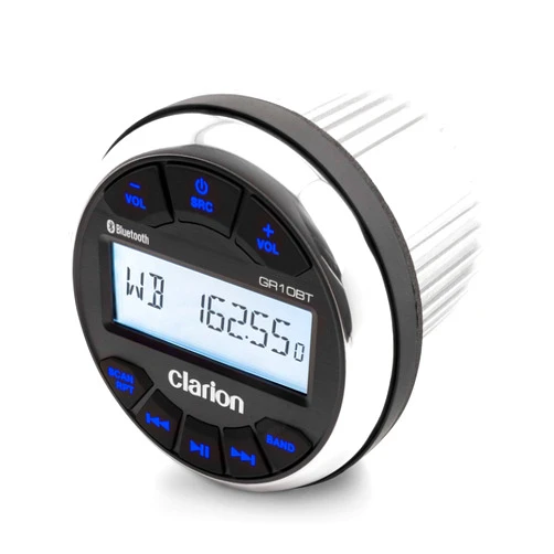 Clarion GR10BT Marine USB/MP3/WMA Gauge Mount Receiver with Bluetooth