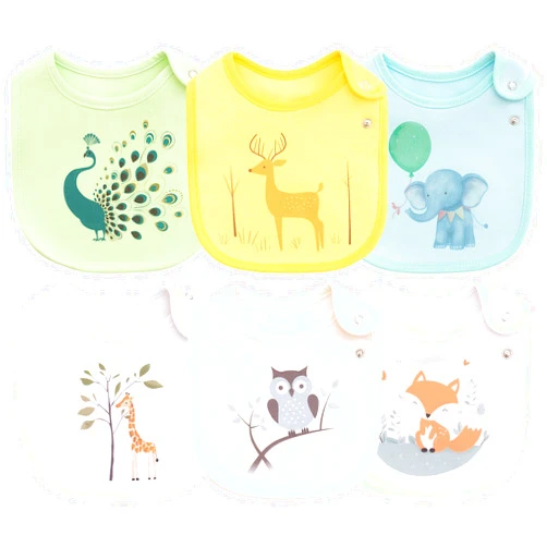 Maiwa 6 Pack Waterproof Cotton Baby Bibs for Girls Boys for Drooling Eating with Snaps