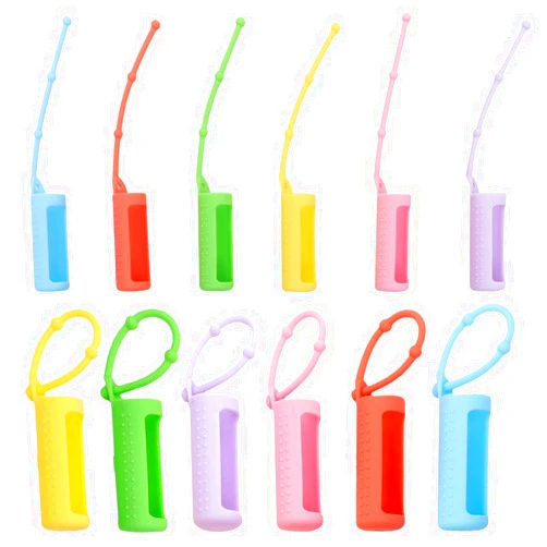 EXCEART Essential Oil Keychain Case 12pcs Silicone Roller Bottle Holder Sleeve Perfume Essential Oil Bottle Cover Case with Hanging Loop for Travel Silicone Bottle Holder