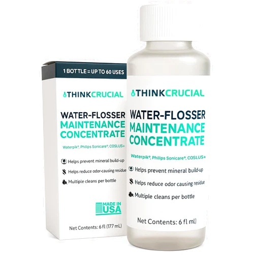 Think Crucial Water Flosser Cleaner & Descaler Rinse 6oz Super Concentrate – Compatible with All Waterpik Models (WP-660/662, WP-580, WP-560, WP-100) & Philips Sonicare 3000 & More