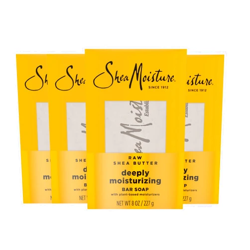 SheaMoisture Bar Soap Raw Shea Butter 4 count Moisturize and Restore Dry Skin Deeply Moisturizing bar soap with 24h shea moisture nutrients for Healthy, Glowing Skin 8 oz