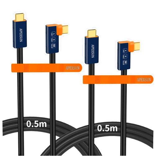 APEXSUN(2 Pack Elbow M/M Coaxial 1.6FT USB C Cable，USB C to USB C Cable Support Thunderbolt 4/3,USB4,240W Charging,8K Display,40Gbps Data Transfer for External SSD, EGPU,Docking,MacBook,Pad, Phone
