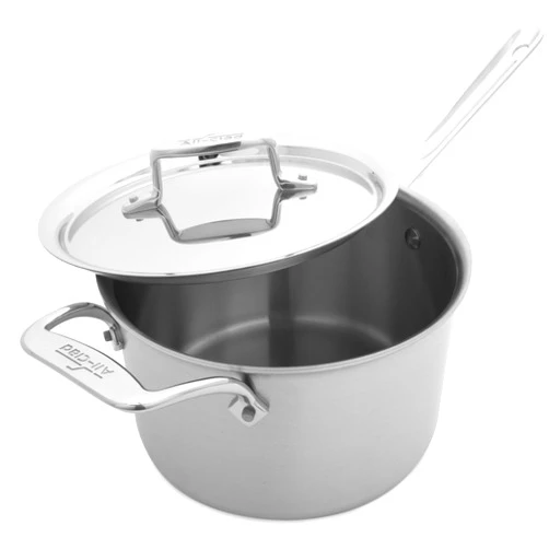 All-Clad D5 5-Ply Stainless Steel Sauce Pan 4 Quart Induction Oven Broiler Safe 600F Pots and Pans, Cookware Silver