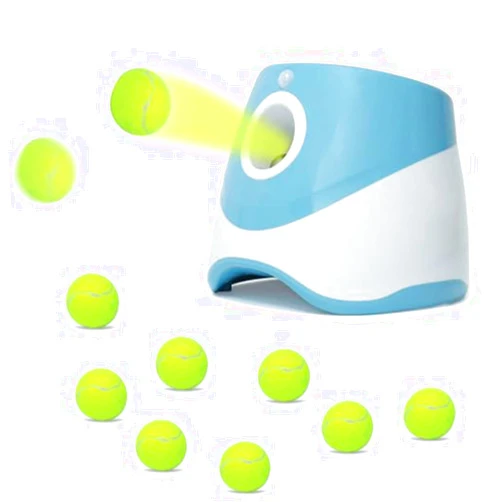 Jovani Automatic Ball Thrower for Dogs, Indoor/Outdoor small Dog Ball Launcher with free 9 PCS Balls, Work 4~5 Hours on Full Charge Three-speed Control Interactive Dog Fetch Machine Toy for Small Dogs