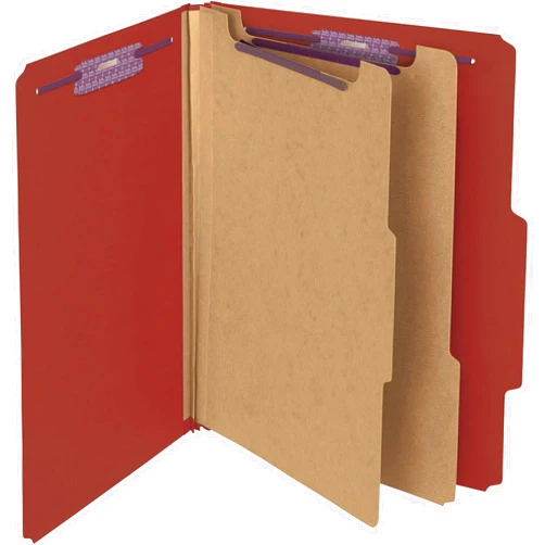 Smead Pressboard Classification File Folder with SafeSHIELD Fasteners, 2 Dividers, 2