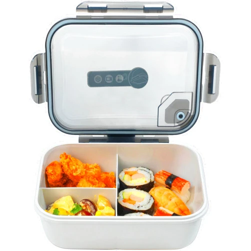 VERSALINES Bento Box Adult Lunch Box, 3 Compartment Meal Prep Containers with Lids, Clear Lunch Box Containers for Adults Men Women, Food Storage Containers - Microwave, Dishwasher Safe (Gray-Solid)