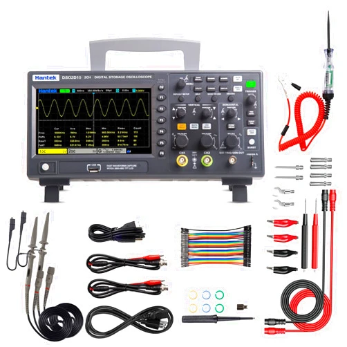Hantek DSO2D10 Digital Storage Oscilloscope 100MHz 1GSa/s 8M,2 Channel,2CH+1CH with Signal Source