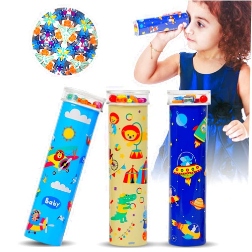 Beeqoo Classic Tin Kaleidoscope Kit 3 Pack- Original Retro Toy - Magic Educational Toys for Kids - Nostalgic Metal Toys - Gift for Boys and Girls - Party Favors Decorations