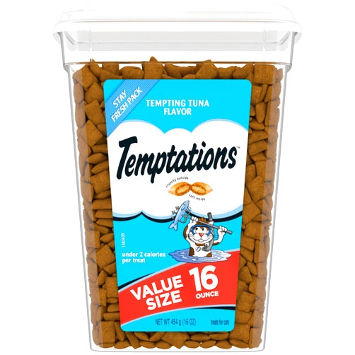 Temptations Classic Crunchy and Soft Cat Treats Tempting Tuna Flavor, 16 oz. Tub