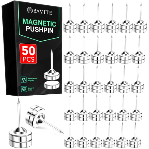 E BAVITE Magnetic Pushpins, 50 Sets Magnet Thumb Tacks for Whiteboard Wall Cork Board Bulletin Cute Decorative Push Pins Clip Magnetic Photo Poster Hanger