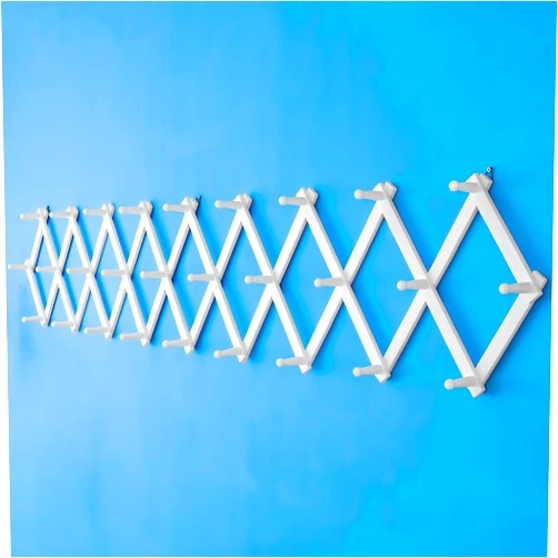 SKOLOO Accordion Wall Hanger, Modern Expandable Coat Rack Wall Mounted, Solid Wooden Wall Hat Rack, 28 Peg, White