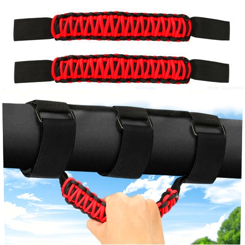 Ansevo Roll Bar Grab Handles - ATV Grab Handles for Wrangler Jk Jl TJ Accessories,Adjustable Wider Grip Handles for Roll Bars 2 Pack
