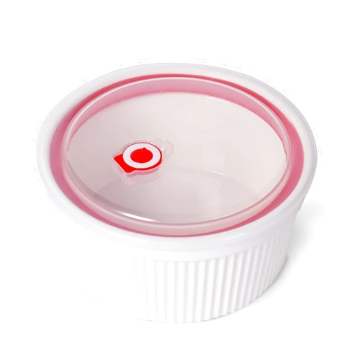 SLJMR 64 oz Ramekins with Lids 1 PCS, Porcelain Ramekins Dishes for Souffle,Creme Brulee, Pudding, Custard Cups,Bakeware Bowls Set for Baking,Oven Safe, White (8 inch)