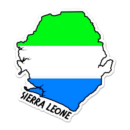 Squiddy Sierra Leone Map with Flag - Vinyl Sticker Decal for Phone, Laptop, Water Bottle - 3