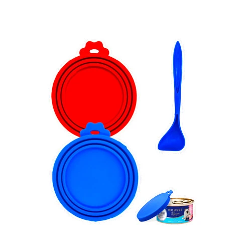 Culacos Dog Food Scoop and Cat Food Can Covers Lids, Blue and Red