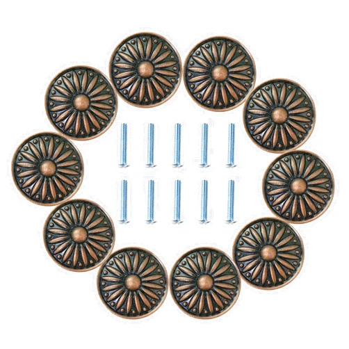 Rilexawhile Cabinet Knob, 10Pcs 33mm Dresser Cupboard Cabinet Drawer Knobs Wardrobe Door Pull Handle for Home Office