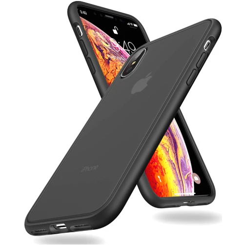 Humixx Shockproof Series for iPhone X Case/iPhone Xs Case [Military Grade Drop Tested] [Upgraded Nano Material] Translucent Matte with TPU Bumper, Protective Phone Case for iPhone X/XS - Black