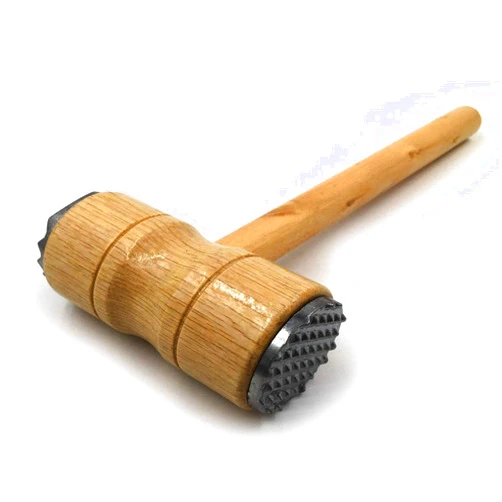 Iparalde Wooden Meat Tenderizer Mallet - Double Sided Aluminum Meat Hammer - Tool for Chicken Steak Pork Veal - Easy Use & Light Kitchen Tools