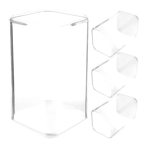 TOYANDONA 4pcs Action Figure Display Case Stackable Shelf Transparent Showcase Cabinet for Figurines Collectibles Models Desktop Organizer 5.2” X 3.1” X 3.1”