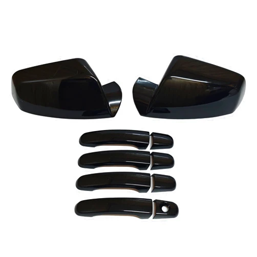 JUMBOMOTOR Glossy Black Style Side Door Handle and Rearview Mirror Cover Trims Fit for Chevy Equinox and GMC Terrain 2010-2017