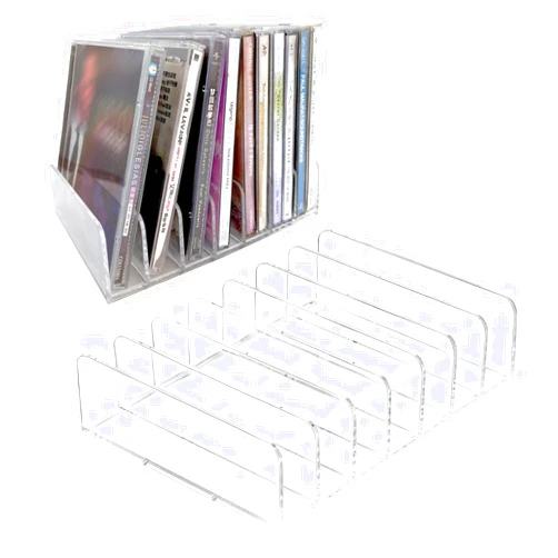 Bazyrock 2 Pack CD Holder, Clear Acrylic CD Display Rack & Storage Organizer, Holds up to 14 Standard CD Cases for Media Shelf Organization