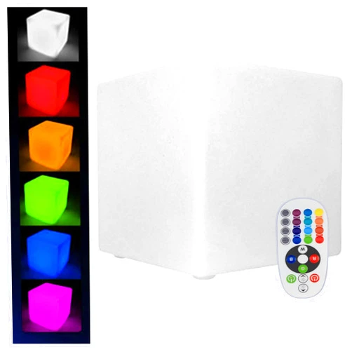 AKaSping 12-Inch LED Cube Chair 16 RGB Colors Changing LED Cube Light with Remote Rechargeable LED Cube Seat Glow Cube Chair Modern Side Table for Home Party Pool Deck Bar