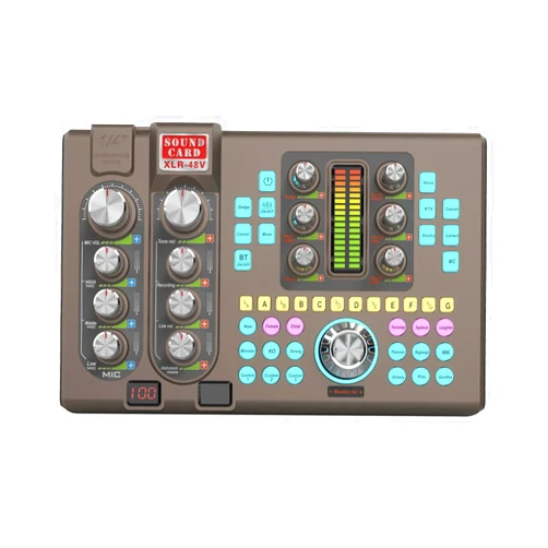 Hosabely Audio Interface with 48V Phantom Power, Noise Reduction, Customize Sound Pads for Live Streaming, Podcasting, Recording, Gaming, PC, Guitar