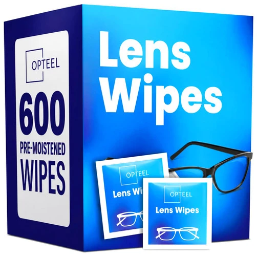 OPTEEL Lens Wipes for Eyeglasses - Pre-moistened Eyeglass Lens Cleaning Wipes - 600 Lens Wipes Individually Wrapped Sracth-Free Streak-Free Eye Glasses Wipes Lens Cleaner for Sunglass & Camera Lens