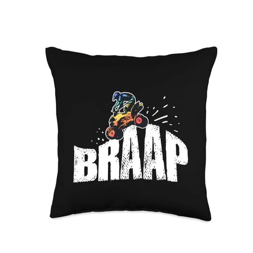Quad Biking Gift Idea For Men Women Kids Retro Fun Gift ATV Four Wheeler Braap Quad Bike Throw Pillow, 16x16, Multicolor