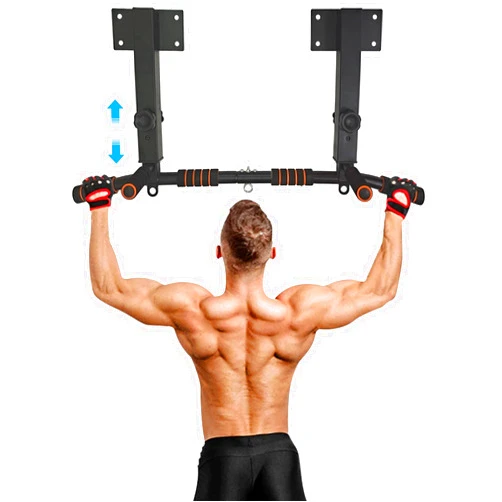 BESTHLS Wall Mounted Pull Up Bar and Dip Station, Heavy Duty Wall Mount Pull-up Chin Up Bar Multifunctional Home Gym Workout Indoor Exercise Equipment Support to 440 Lbs
