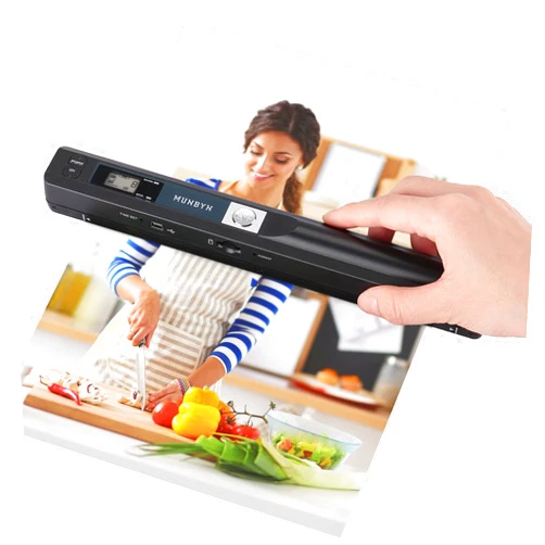 MUNBYN Portable Scanner, Photo Scanner for A4 Documents Pictures Pages Texts in 900 Dpi, Flat Scanning, Include 16G SD Card, Wand Document Scanner Uploads Images to Computer Via USB Cable, No Driver