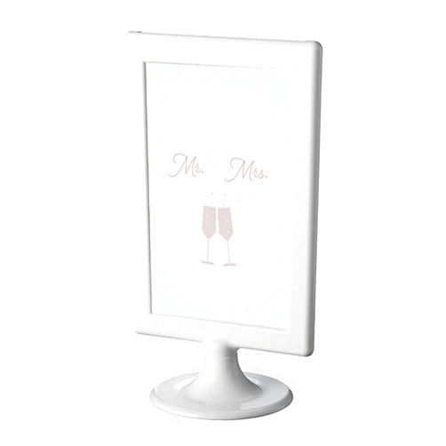 Andaz Press Blush Pink and Gray Pop Fizz Clink Wedding Collection, Framed Party Signs, Mr. & Mrs, 4x6-inch, 1-Pack, Includes Frame