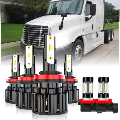 PCVBMLAUT Fit For Freightliner Cascadia Commercial Truck (2008-2016) Headlight Bulbs, H11 H11 High Low Beam H11 Fog Light Halogen Replacement Bulbs, 6000K White Light, Plug n Play, 6 Bulbs