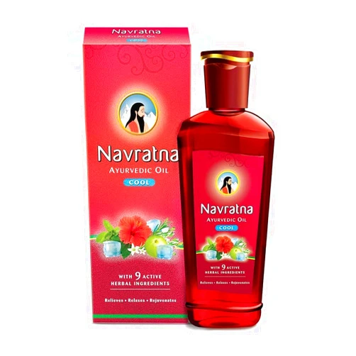 Navratna Ayurvedic Cool Oil | With 9 Active Herbal Ingredient | Relaxing Head Massage Oil | Quick Relief from Headache & Body Ache | 16.91 FL Oz/500