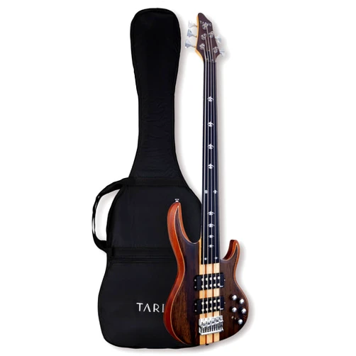 TARIO Fretless 5 string electric bass Guitar Millettia Laurentii Top Okoume body composite ebony fingerboard