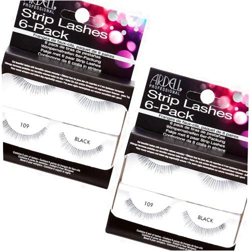 Ardell False Eyelashes Strip Lashes Natural 109 Black, (6 pairs per pack) x 2 pack