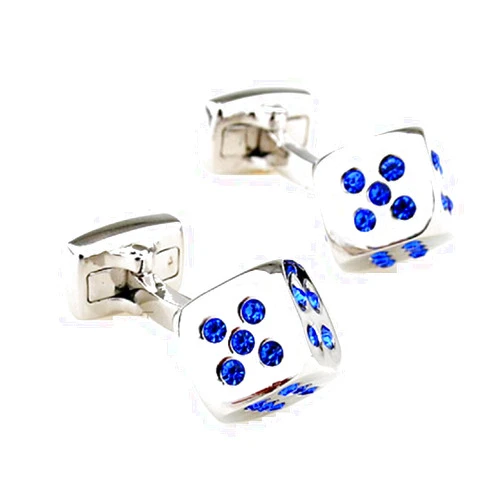 MRCUFF Dice Die Craps Blue Crystal Cufflinks in a Presentation Gift Box & Polishing Cloth