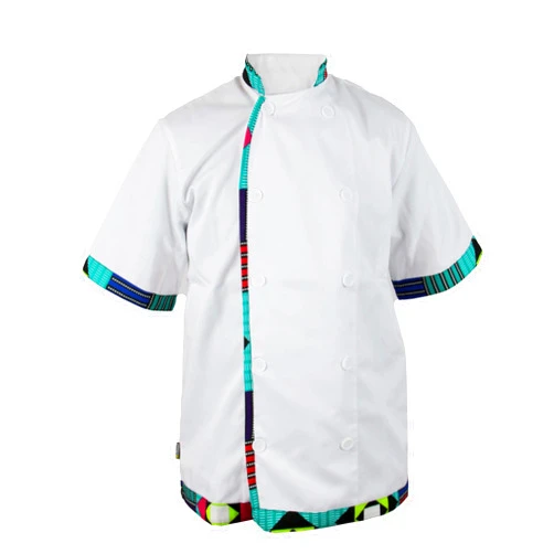 Jeny Sulemange Capulana Verde White Chef Jacket (Large)