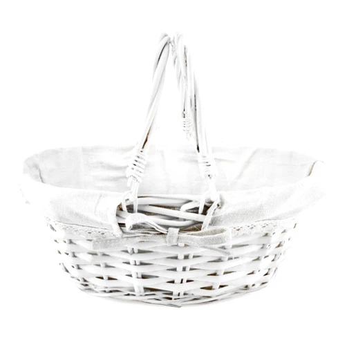 Cornucopia Brands Wicker Basket w/Handles (White-Painted), for Easter, Picnics, Gifts, Home Decor and More, 12.5 x 9 x 6 Inches