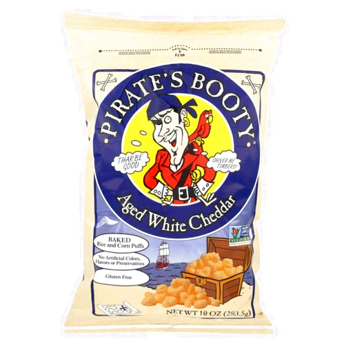 HERSHEY'S Pirate Brands PIRATES Booty Aged White Cheddar Rice & Corn Snack 10 Oz