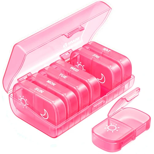 AUVON XL Weekly Pill Organizer 2 Times a Day, AM PM Pill Box 7 Day with One-Side Large Opening Design for Easy Filling, Portable Travel Pill Case for Medication, Vitamins, Fish Oils, Supplements
