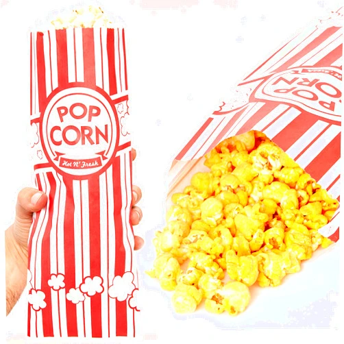 Avant Grub Leak-proof, Grease Resistant Popcorn Bags 500 Pack. Tear Resistant, Single Serving 2oz Paper Sleeves in Nostalgic Red/White Design. Great Movie Theme Party Supplies, Retro Carnivals & Fundraisers