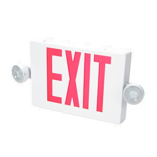 Sure-Lites APCH7R Combo Unit, Integrated Exit Sign with (2) LED Emergency Light Heads, Red