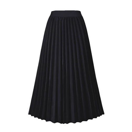 GOLDSTITCH Women's High Waist Pleated Skirt A line Swing Midi Skirt