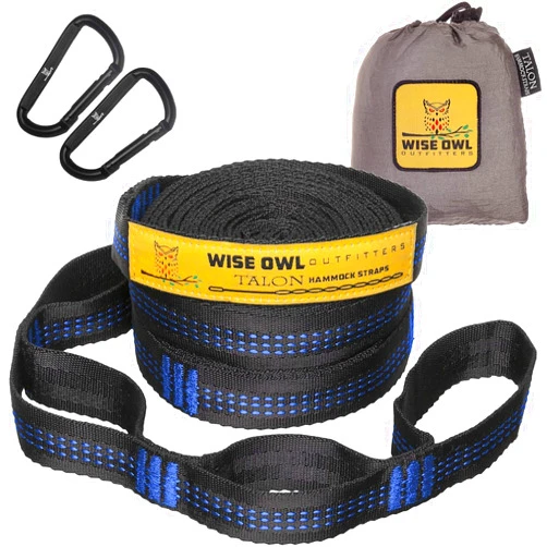 Generic Talon Hammock Straps - Combined 20 Ft Long, 38 Loops W/ 2 Carabiners - Easily Adjustable, Tree Friendly Must Have Gear for Camping Hammocks Like Eno Blue Stitching