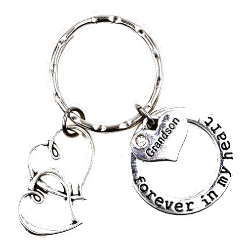 It's All About...You! Forever in My Heart Double Hearts Keepsake Condolence in Memory of Gift Memorial Day Keepsake Sorry Veterans Military Sympathy Loss of Loved One for Grandparents Grandma Grandpa, Grandson Keychain 3U