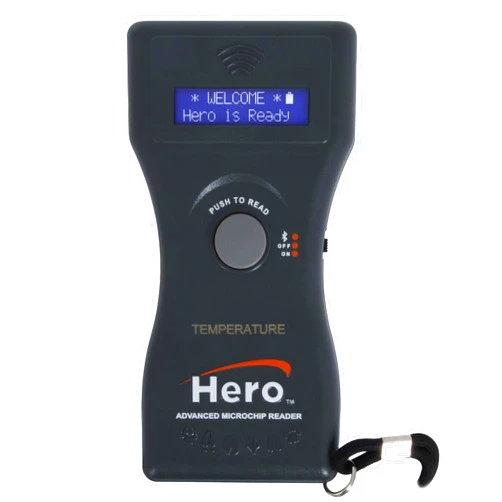 Microchip ID For the Animal World Hero Universal Microchip Scanner – Reads ISO & Non-ISO Pet Microchips – Bluetooth® Enabled with 15-Minute Display Hold – Backlit LCD Screen, Protective Case & FCC Certified – 7-Inch Handheld Reader